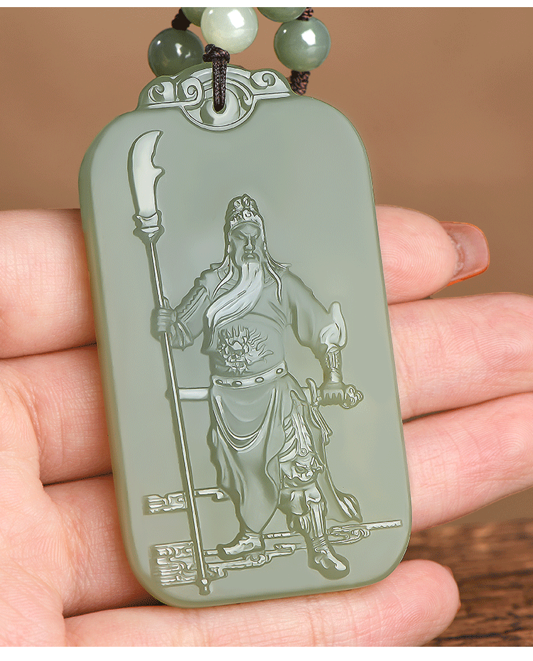 非诺和田玉关公玉吊坠男士款武财神玉牌挂件玉石项链关公1