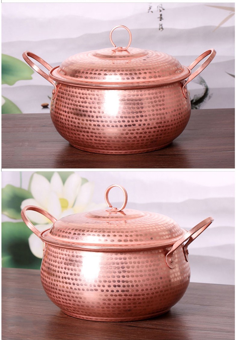 铜锅汤锅加厚纯铜熬膏铜锅熬制果酱紫铜锅平底铜砂锅手工双耳加厚煮炖