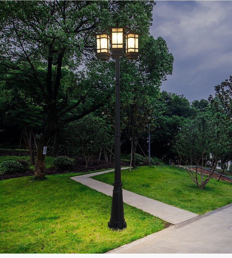 中式双头3头庭院灯户外led花园别墅小区公园防水欧式景观室外复古高杆