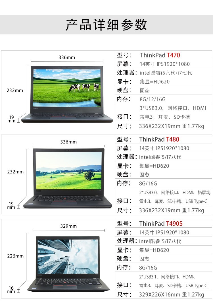 【二手9成新】联想(thinkpad)t470 t470s t480 轻薄本酷睿8代 二手