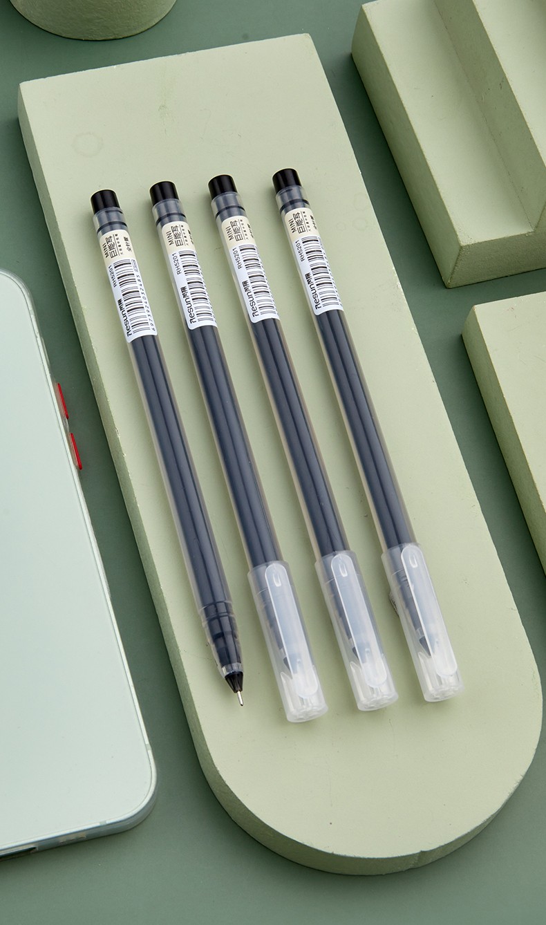 六品堂巨能写大容量学生用中性笔黑色10支装05mm针管考试用速干水性