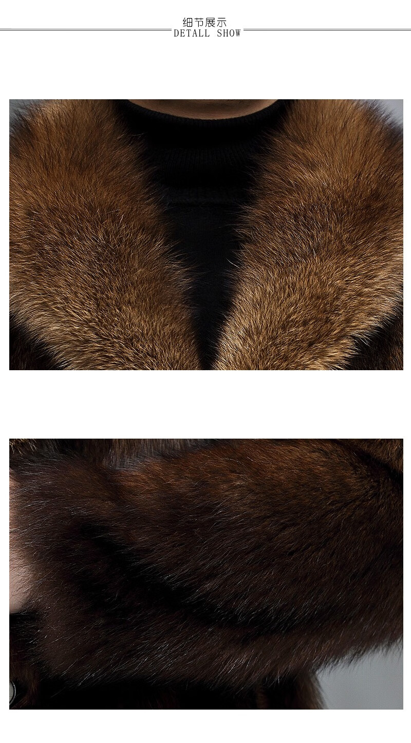 狄派斯 新款渔貂皮草男士进口貂皮大衣整貂中长款皮草外套 l【图片