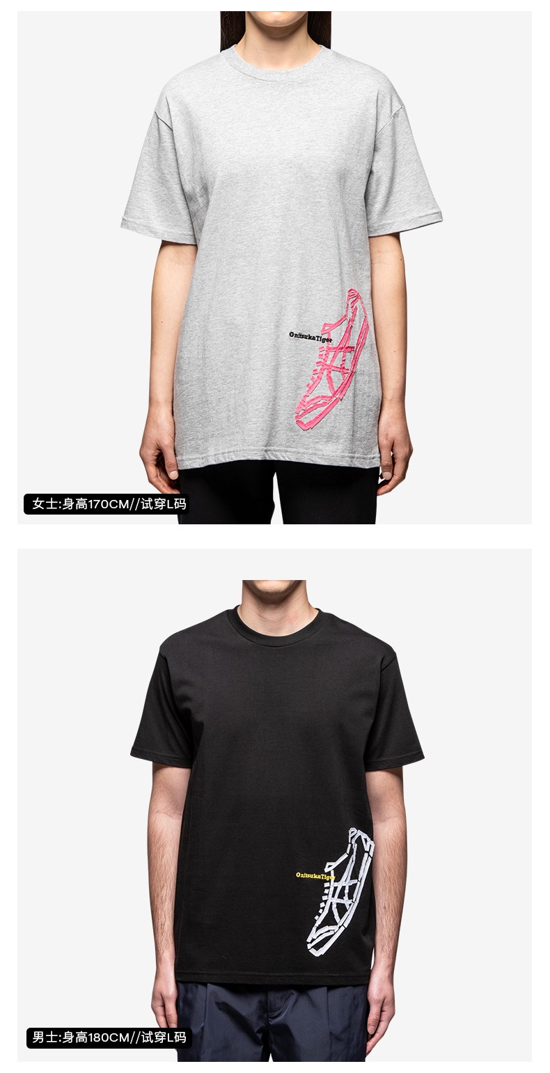 onitsuka tiger鬼冢虎 男女款休闲透气圆领短袖t恤 2183a712-100 黑色