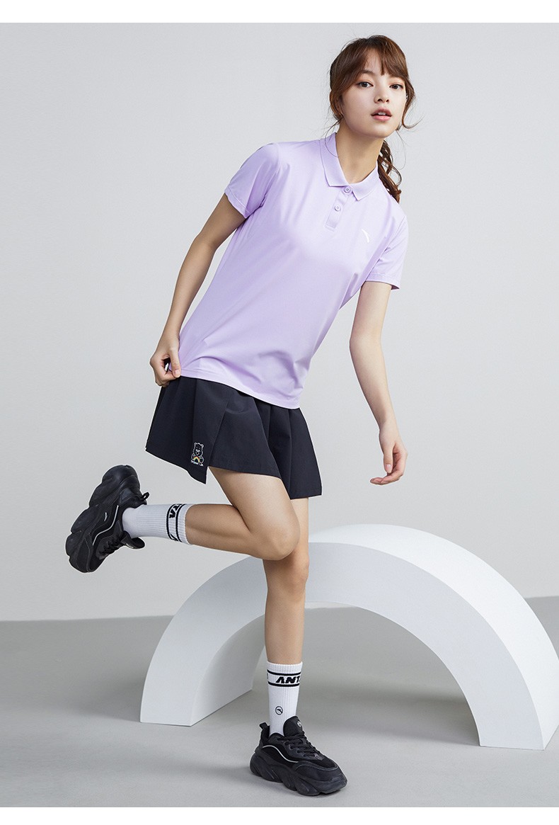 安踏女装polo衫2022夏季新款短袖透气舒适t恤半袖上衣运动休闲潮a