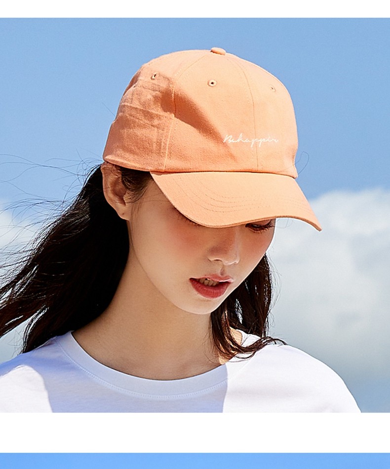 森马新款字母刺绣可调节鸭舌帽防晒帽女式帽子棒球帽女 橙黄 m(56-58