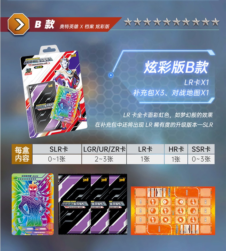 卡游奥特曼卡片第三弹3弹炫彩卡赛迦泽塔奥特曼彩虹卡满星slr卡牌 b版