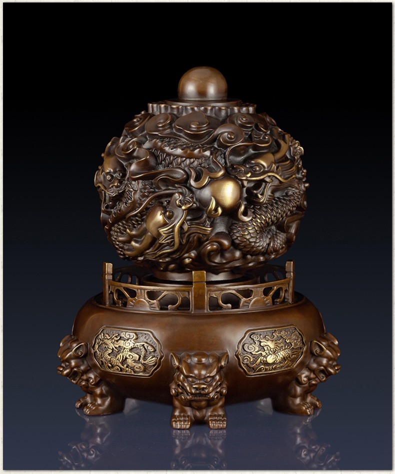 慕芳阁纯铜九转乾坤鼎摆件九龙乾坤鼎工艺品办公室家居客厅装饰品公司