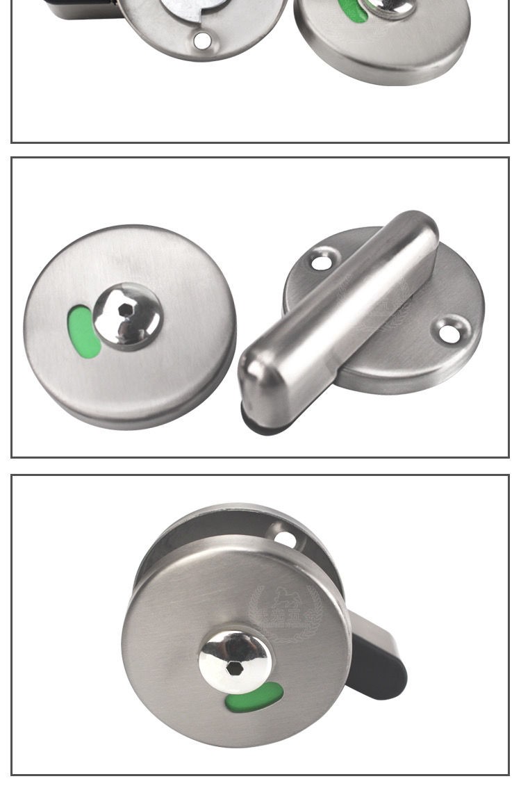 公共厕所卫生间隔断门锁五金配件不锈钢锁有人无人指示锁门扣平门