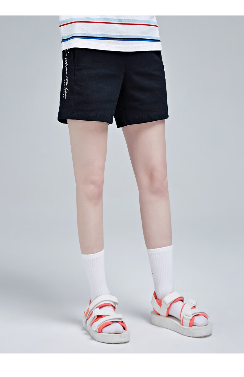 kappa卡帕短裤女运动短裤裤腿休闲短裤篮球短裤黑色990xl