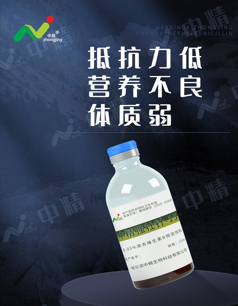 中精兽用强壮针1支15ml体弱多病猪牛羊孕期产前产后缺钙瘫痪不食拉干