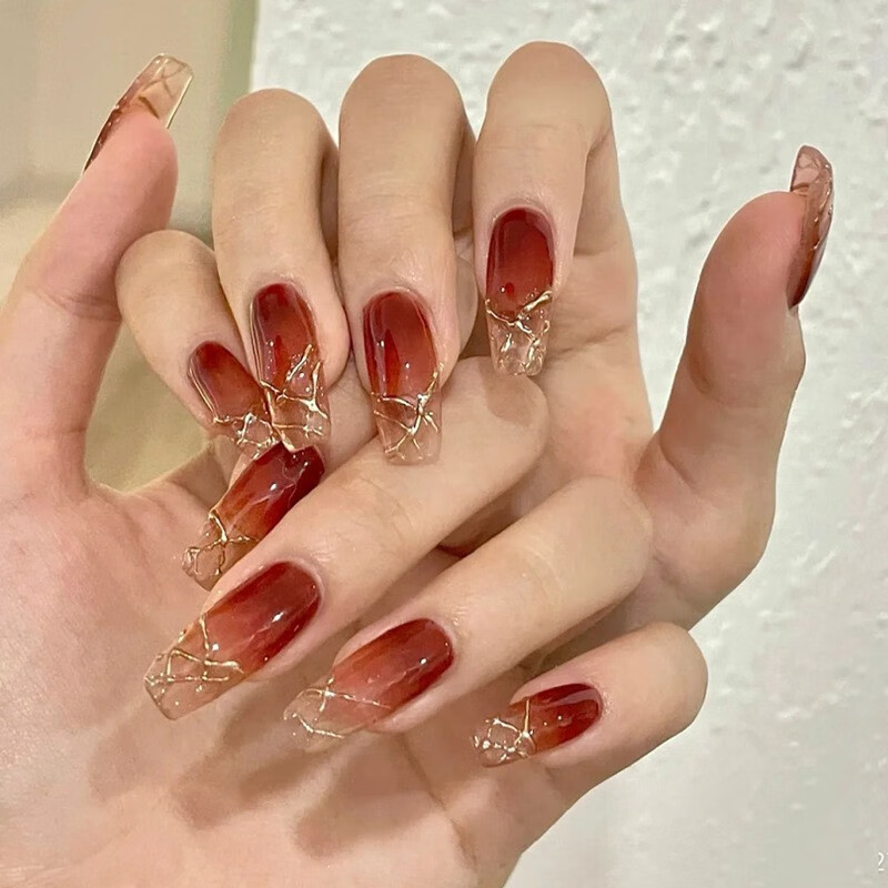 boelter 秋冬穿戴甲成品甲片新年美甲片穿戴甲短款法式指甲贴片假指甲