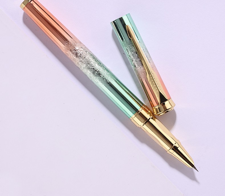 罗氏冰裂金属钢笔渐变色创意硬笔书法练字笔男女成人学生用正姿可换