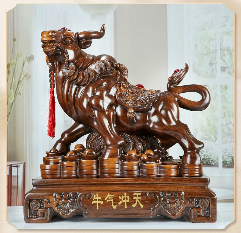 真石演绎牛气冲天牛摆件工艺品办公室公司前台店铺摆设客厅玄关电视柜