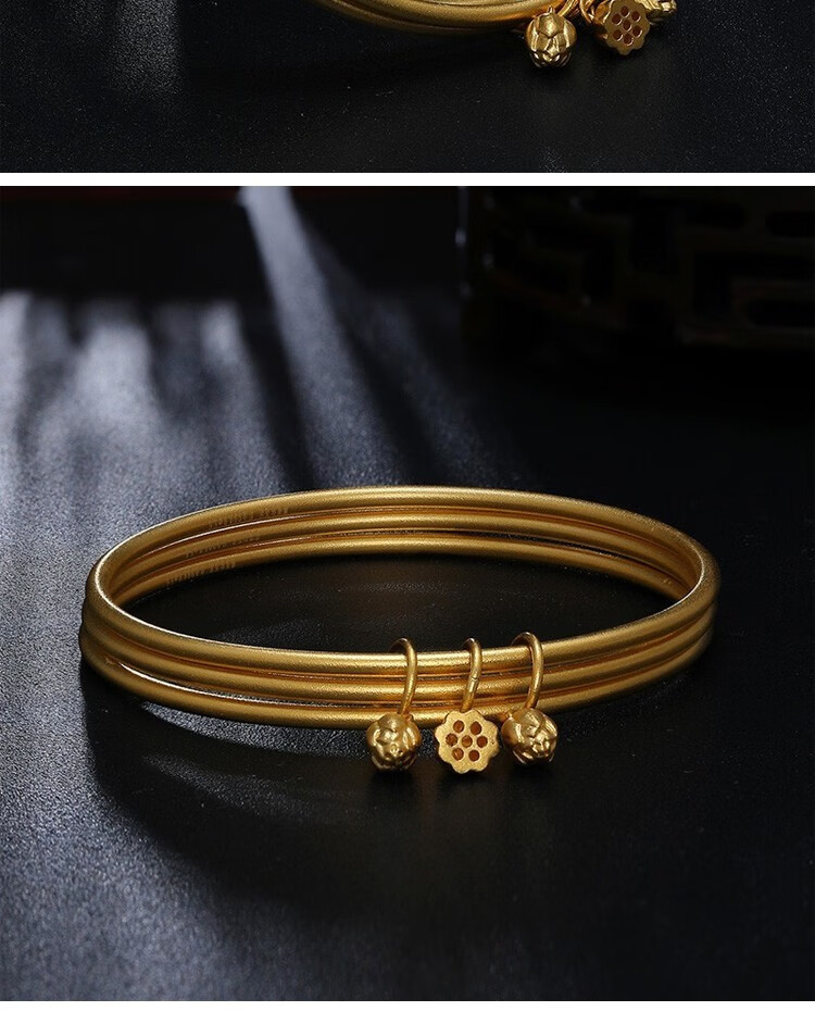 三生三世金手镯 黄金手镯女 9999足金古法传承系列纯金手镯 送女友