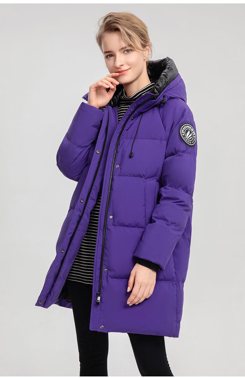 杰奥羽绒服女中长款90%白鹅绒加厚冬季女装 大衣外套连帽羽绒服2022年