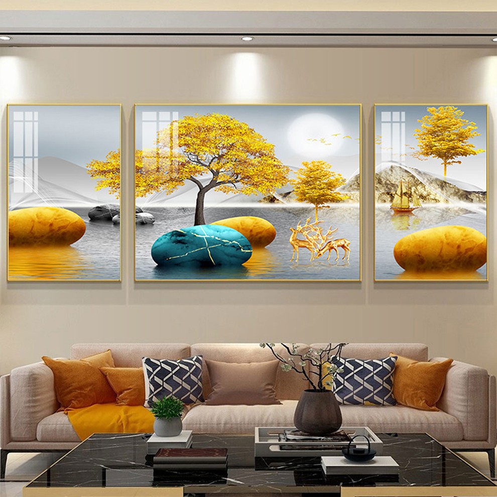 象家客厅装饰画现代简约沙发背景画别墅壁画轻奢晶瓷画卧室挂画书房