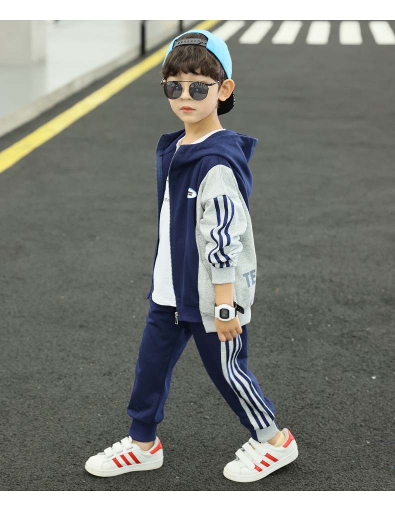 sk品牌男童连帽拉链衫套装2021年秋季新款儿童帅洋气时髦运动休套装