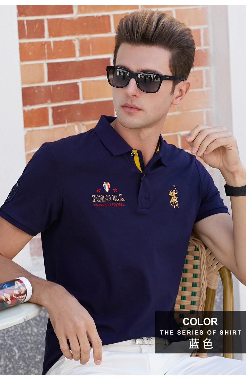 michaelsmithpolo衫男2021新款潮流男式短袖纯色休闲大码翻刺绣保罗t