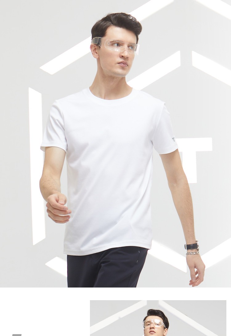 拇指白小t 新品短袖男士t恤圆领五代至尊t夏季纯色商务休闲打底衫上衣