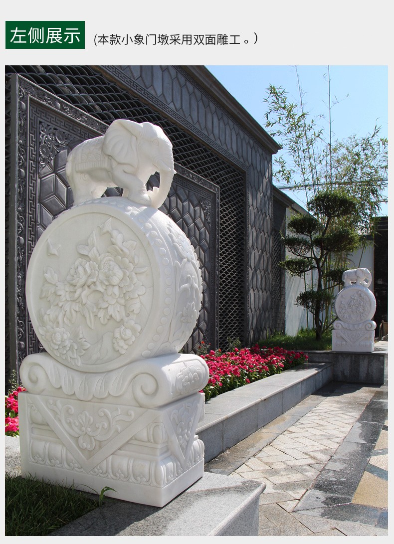 石雕门墩一对汉白玉抱鼓石石鼓大理石石雕雕塑家用庭院门厅摆件石雕