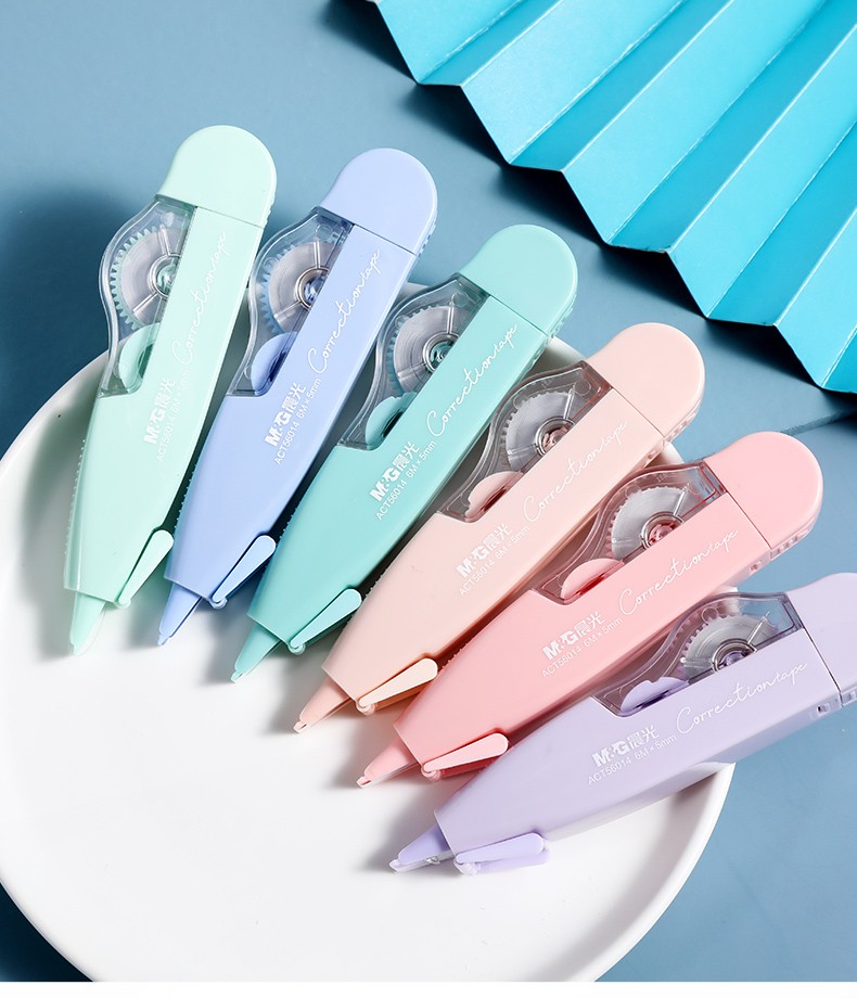 晨光莫兰迪色系修正带可换替芯实惠装涂改带学生用大容量可爱少女改字