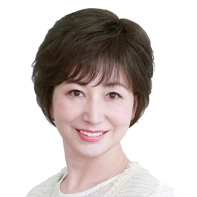 擅美老年奶奶假发蓬松花白整顶假发真人发丝老太太头套花白款假发套女