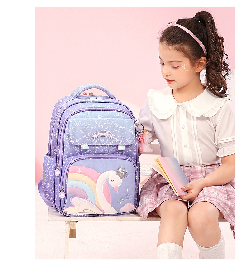 多妙屋书包小学生女生一三四年级女孩渐变新款儿童减负护脊双肩包粉红