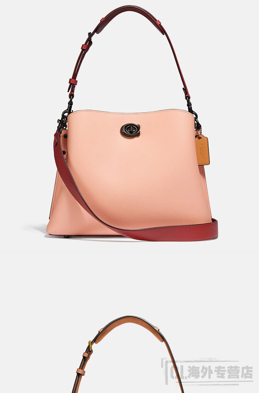 coach蔻驰女包willow系列中号单肩斜挎手提包2021早春新款裸粉色c2590