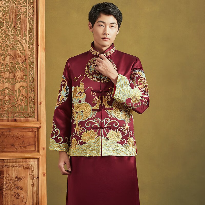 uxoc新郎秀禾服男装2022新款秋季男士敬酒服中式结婚古代唐装男款秀禾