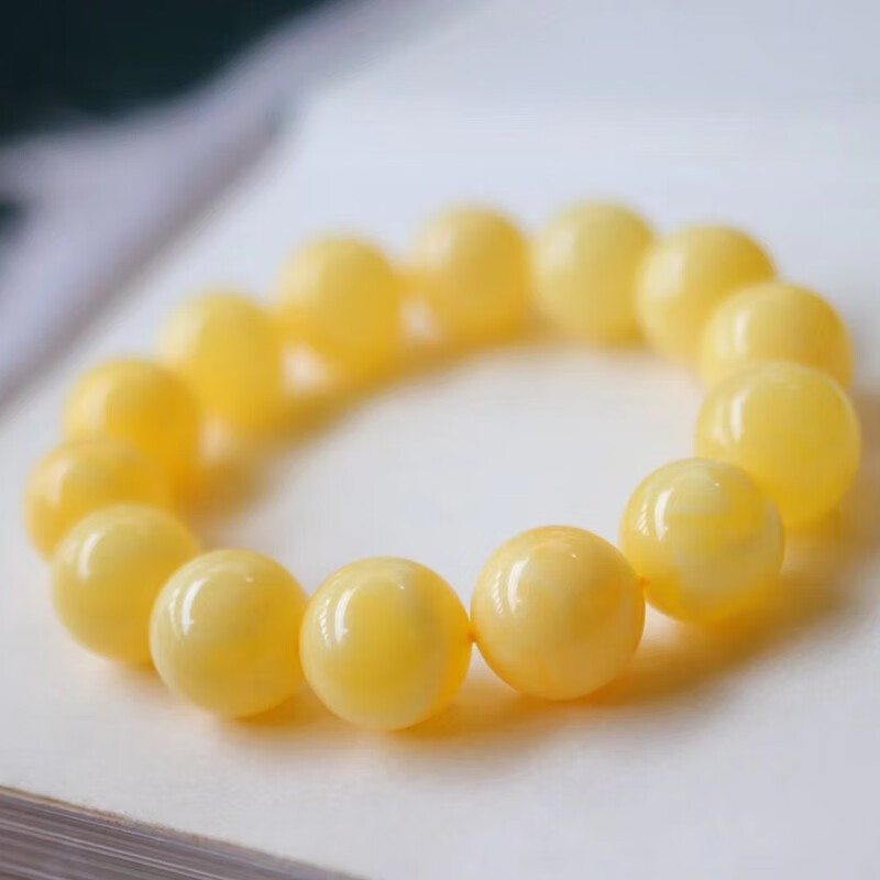 慈心缘蜜蜡黄花蜡圆珠手串满蜜蜜蜡琥珀男女手链手串送生日礼物15mm重