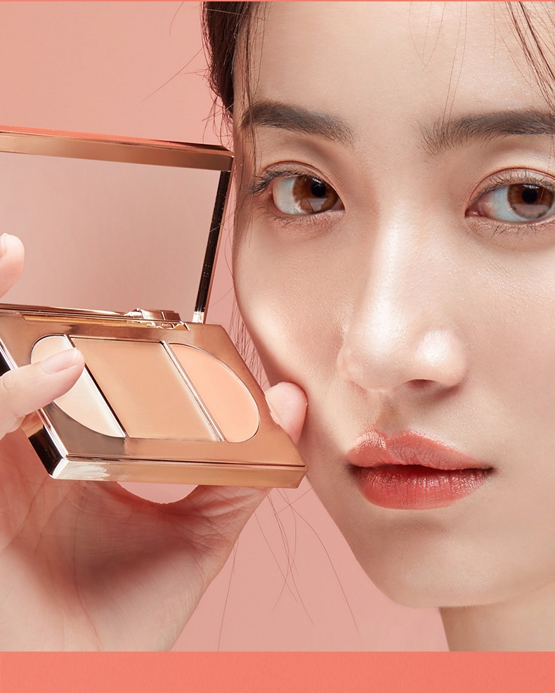 美康粉黛三色遮瑕膏脸部遮盖黑眼圈斑点痘痘印雀斑面部瑕疵遮瑕盘笔