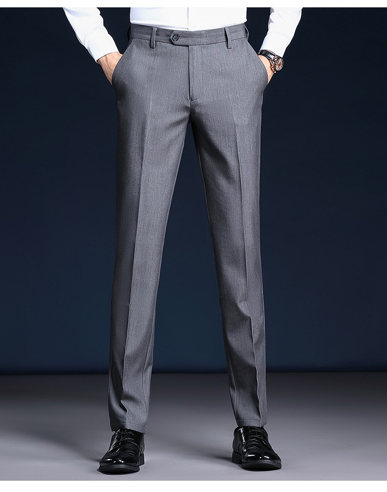 罗蒙西裤男直筒修身商务休闲裤男士正装裤子秋冬季职业工装裤宽松纯色