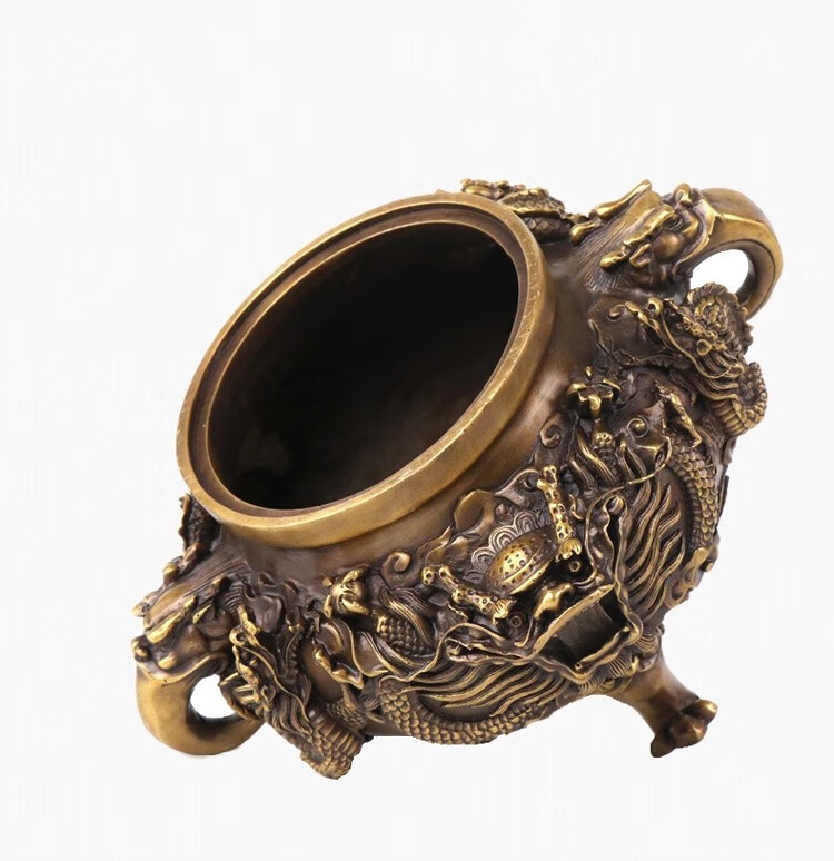 妙如意 铜九龙香炉九转乾坤鼎炉双龙戏珠香薰炉家用盘香薰香三足檀