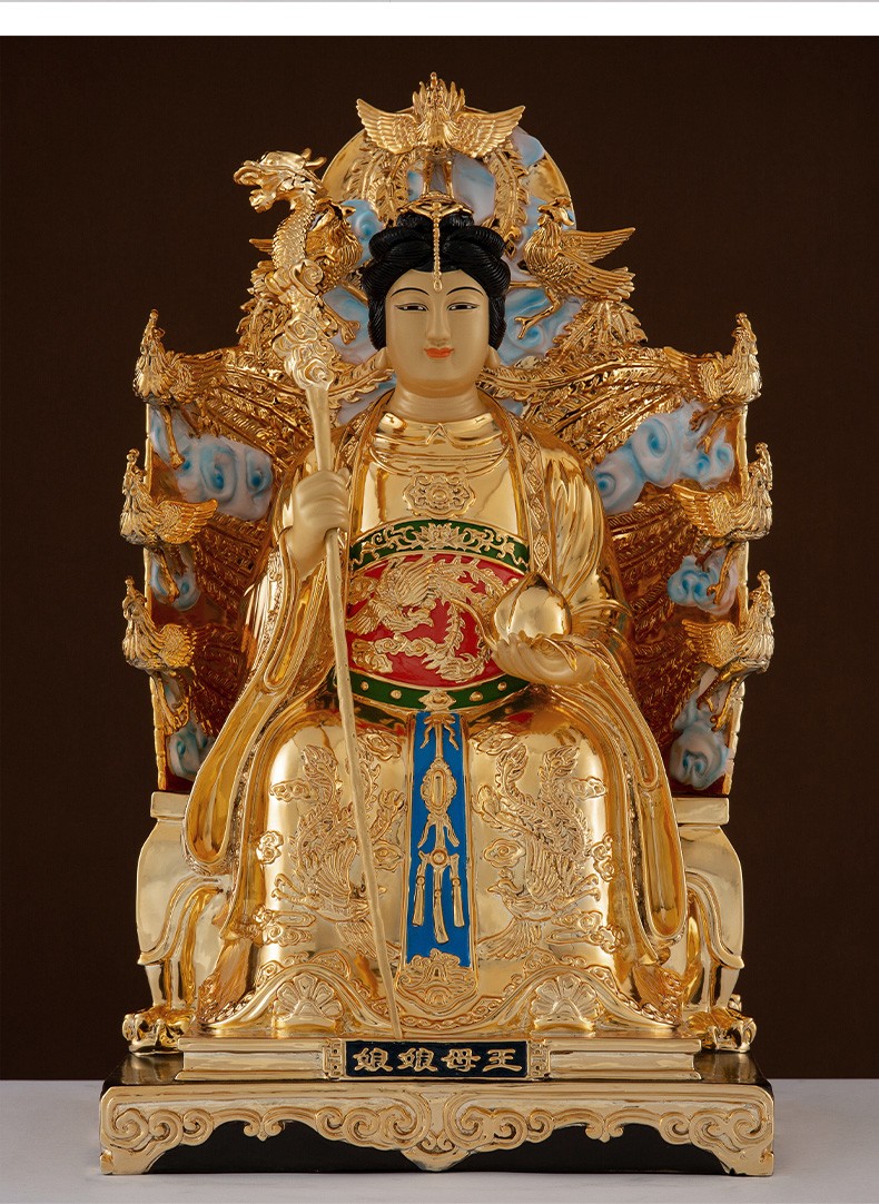 三漫陀铜鎏金玉帝王母佛像九龙玉皇大帝王母娘娘瑶池金母神像摆件