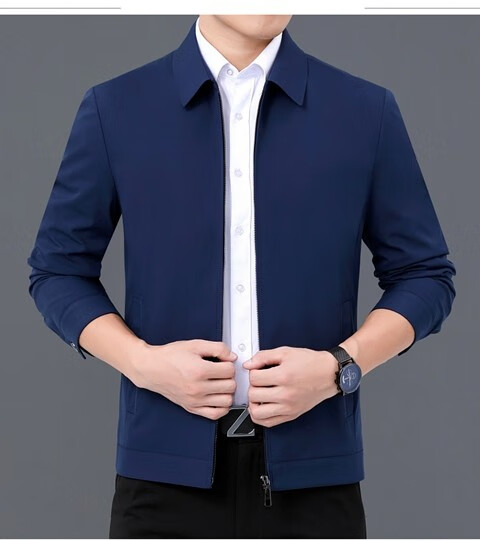 干部礼服男士夹克休闲上衣高干部立领外套薄商务休闲爸爸装男士上衣