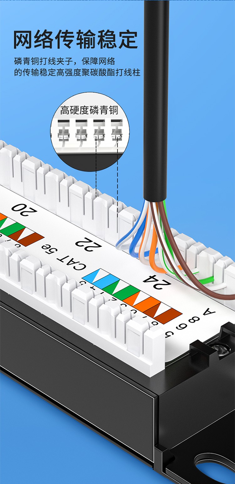 山泽(samzhe)超五类六类配线架理线架 语音电话配线架 19寸机柜机架式