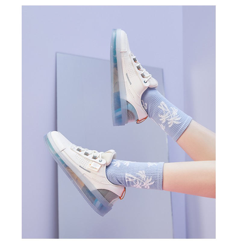 安踏果冻鞋女板鞋秋季新款潮流小白鞋官方旗舰 象牙白/淡紫灰-1 40码