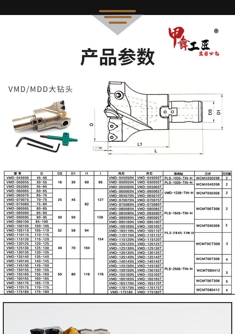 大孔径定心u钻深孔加工vmd可转位钻头暴力钻快速钻深孔钻出水枪钻dxz
