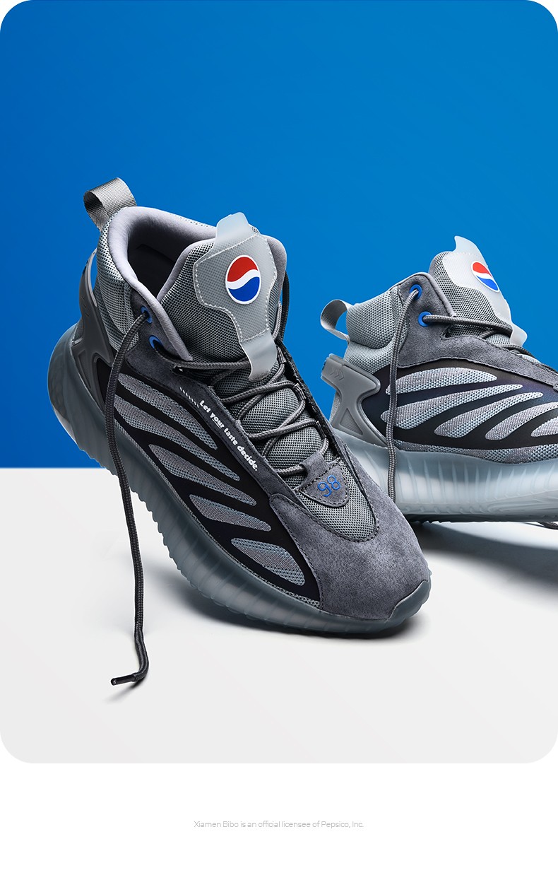 pepsi百事运动鞋男2021秋冬新款高帮休闲跑步鞋男时尚反光厚底椰子鞋