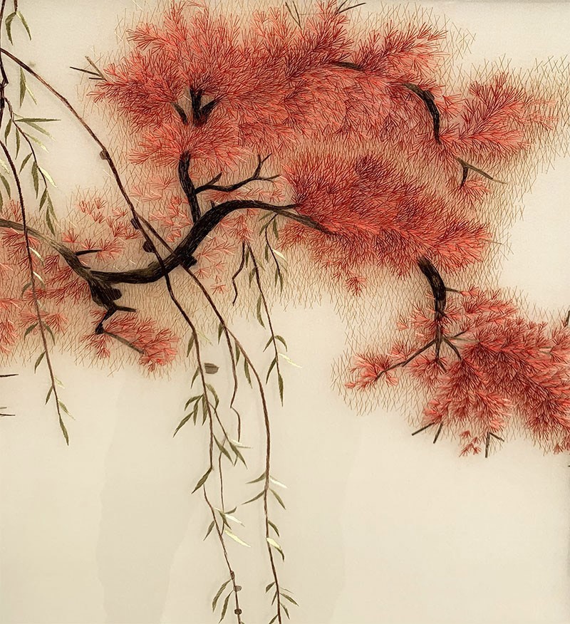 唯艺思佳苏绣成品挂画苏州纯手工4丝高档刺绣画水乡杨柳风景画新中式