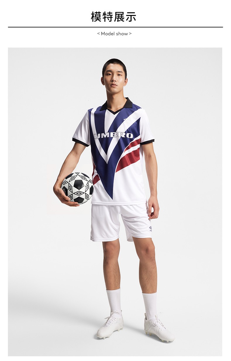 umbro茵宝男子运动短袖22夏季新款吸汗透气翻领复古v领足球服藏蓝s