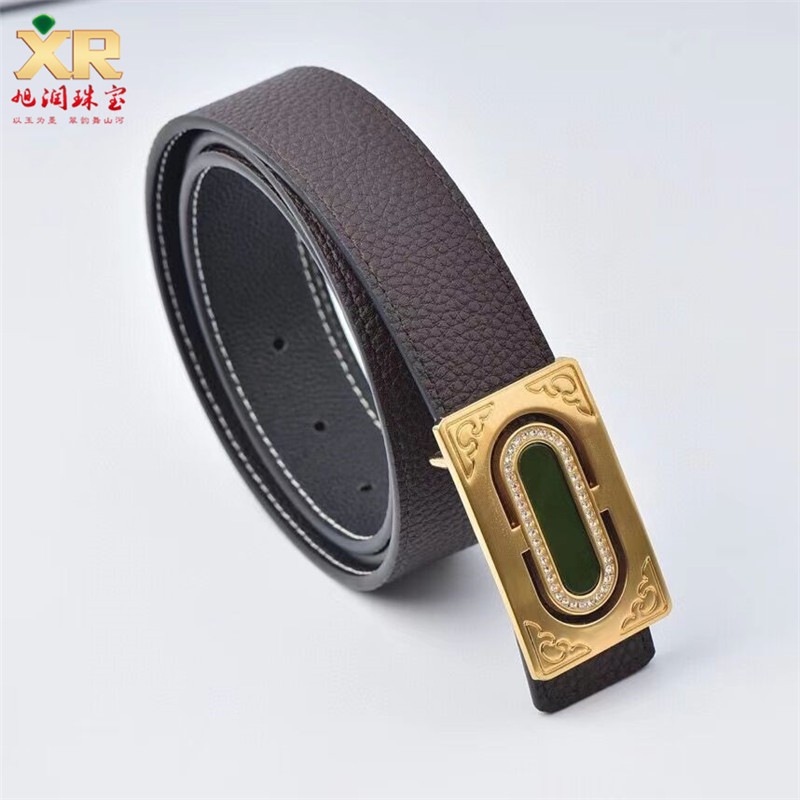 旭润珠宝天然和田玉镶嵌腰带头优雅大气时尚精美自用送男友送老爸佳品