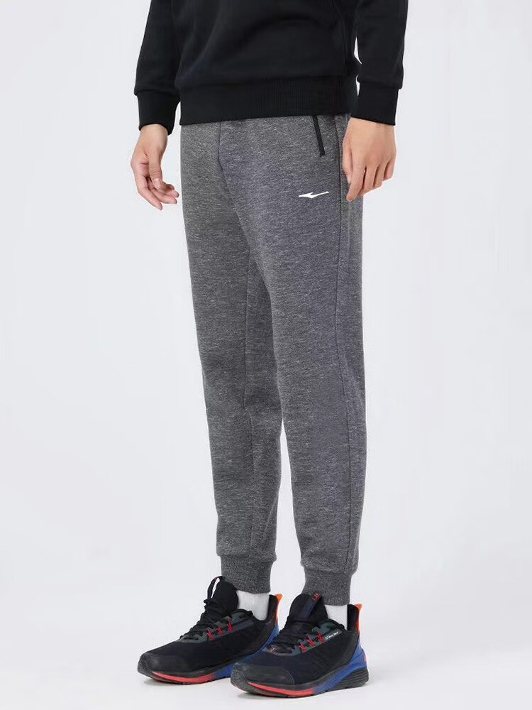 鸿星尔克(erke) 运动裤男秋款透气针织长裤裤子灰色束脚裤休闲百搭