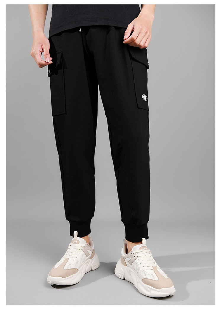 贵人鸟休闲长裤男2022春季新款宽松时尚百搭黑色束脚运动卫裤钻石黑s