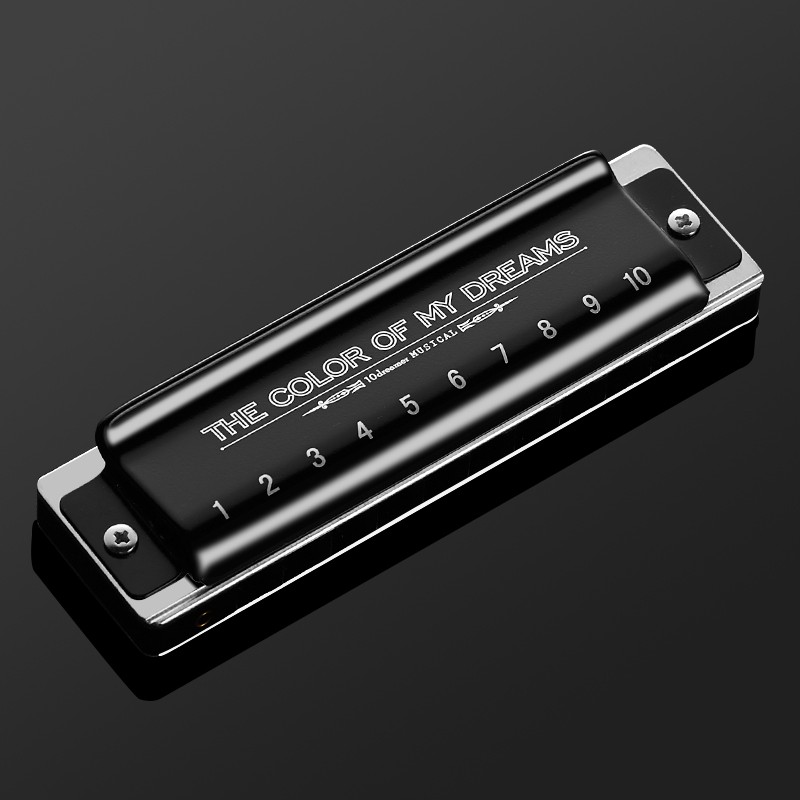 天鹅追梦人口琴10孔布鲁斯c调初学者成人入门十孔专业演奏乐器黑色c调