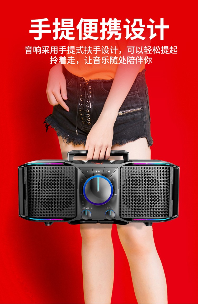 纽曼newminec1音响音箱蓝牙低音炮家用k歌带麦克风广场舞音响户外喇叭