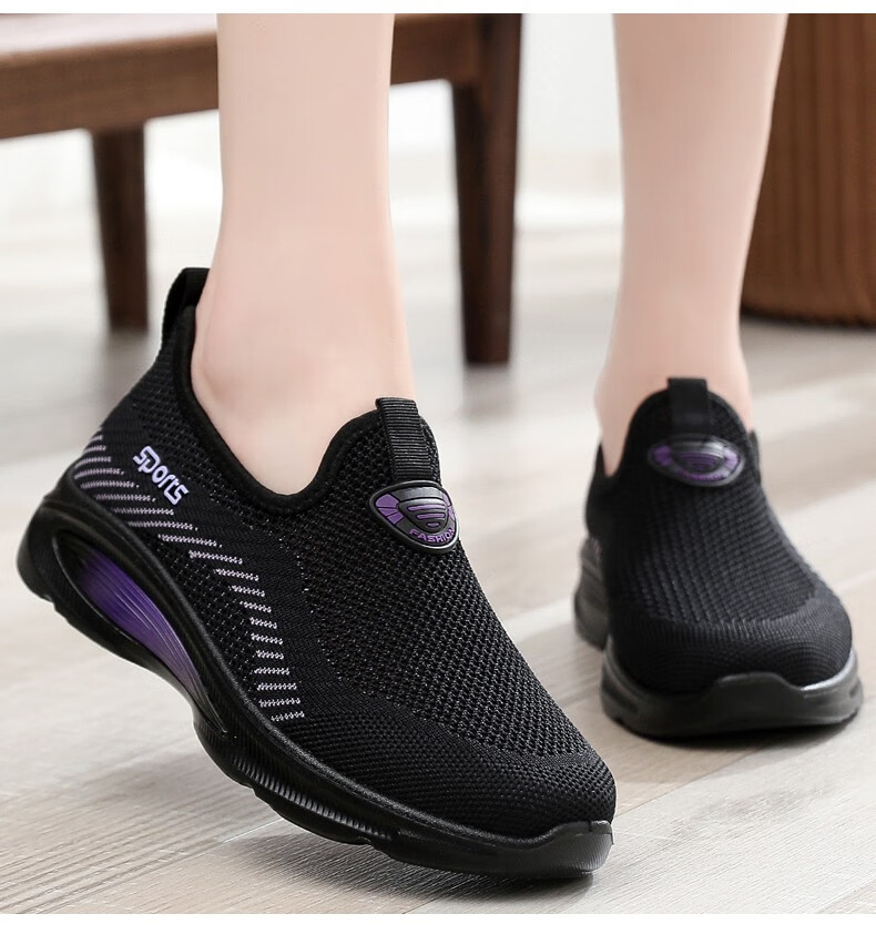 布瑞京夏季女网鞋老北京布鞋透气网面女士运动休闲鞋轻便软底一脚蹬