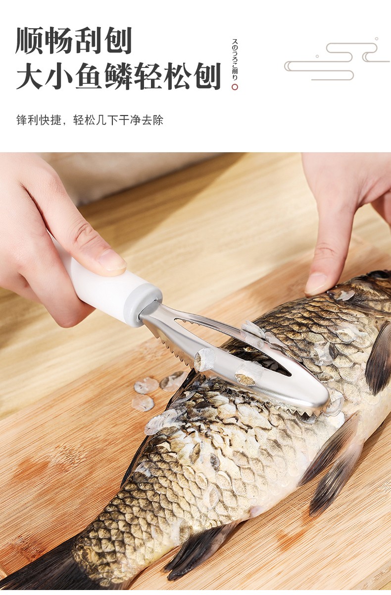 达伦伊 日本刮鱼鳞神器不锈钢鱼鳞刨刮鱼鳞刷子去鱼鳞工具