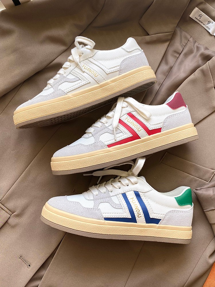 环球德训鞋女2021年新款夏季薄款透气小白鞋ins运动潮鞋复古板鞋纯白