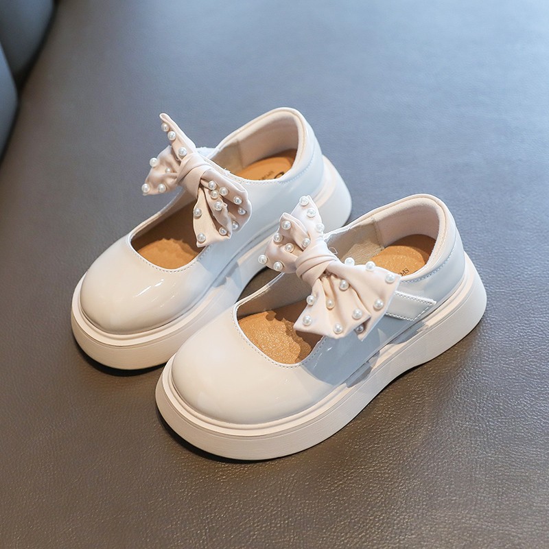 女童公主鞋春秋季新款黑色小皮鞋英伦风软底鞋子儿童单鞋夏季米色27码